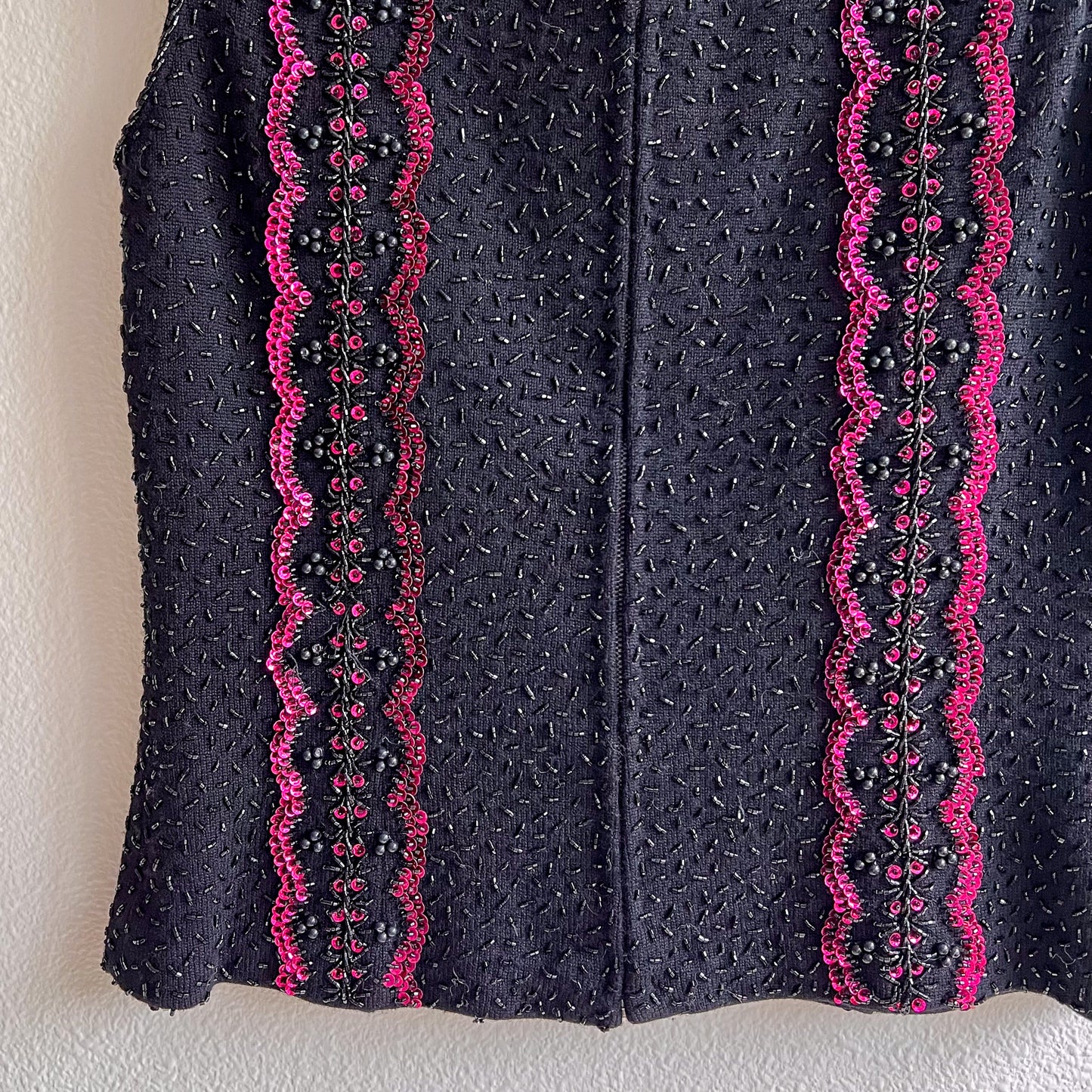 Stunning 1960s Black Knit Top With Purple Sequins (M)