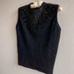 1960s Black Knit Sweater Top With Sequins (S/M)
