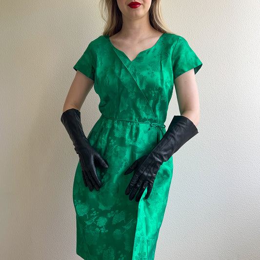 1960s Black Leather Long Gloves