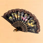1960s Hand Painted Black Lace Fan