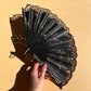 1960s Hand Painted Black Lace Fan