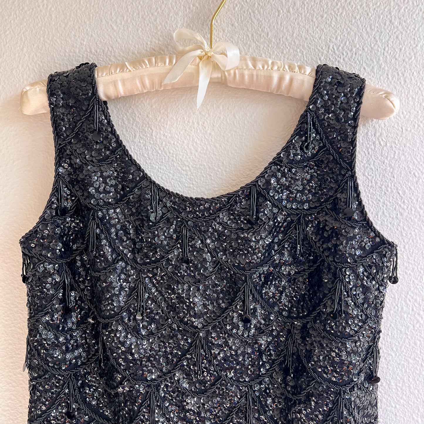 1960s Heavy Black Sequined Blouse (S/M)