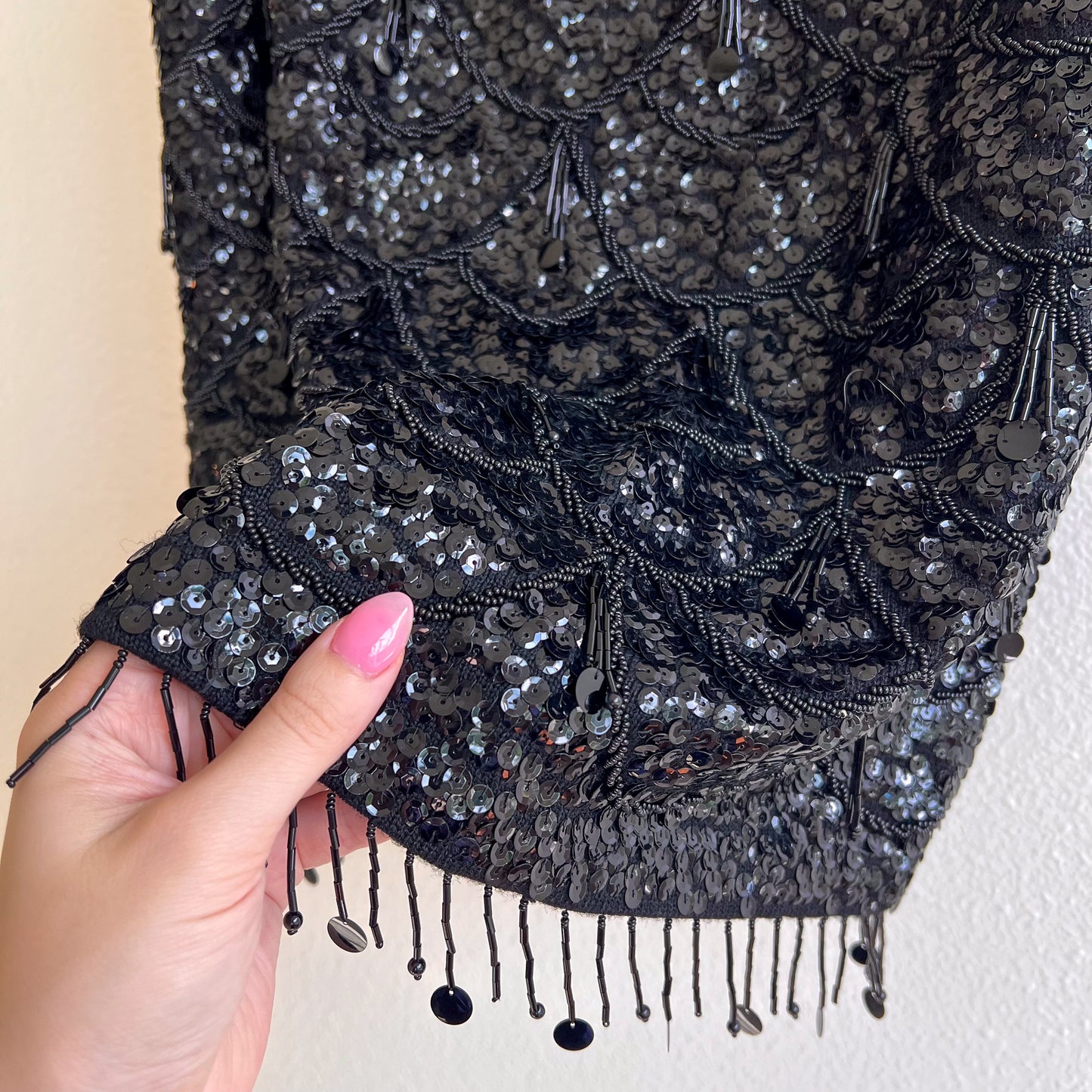 1960s Heavy Black Sequined Blouse (S/M)
