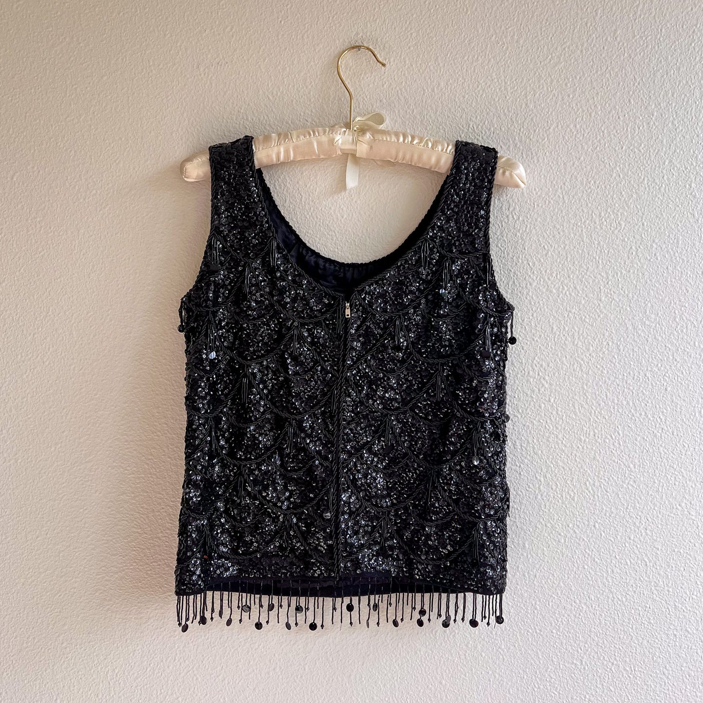 1960s Heavy Black Sequined Blouse (S/M)