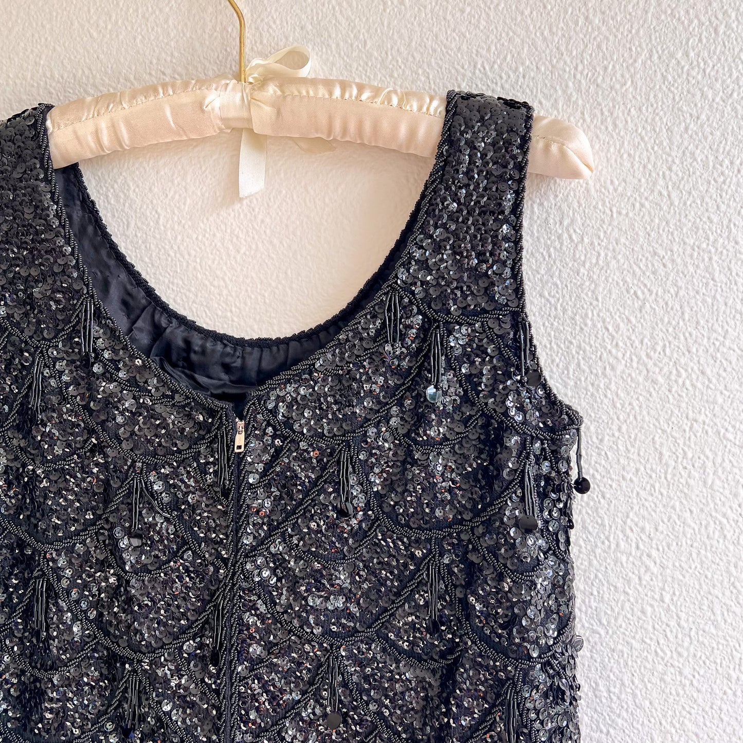 1960s Heavy Black Sequined Blouse (S/M)