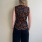 1960s Black Silk Top With Bronze Pattern (M)