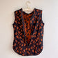 1960s Black Silk Top With Bronze Pattern (M)