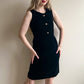 1960s Black Velvet Party Dress With Rhinestones (S)