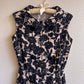 1960s Black and White Floral Button Dress (S/M)