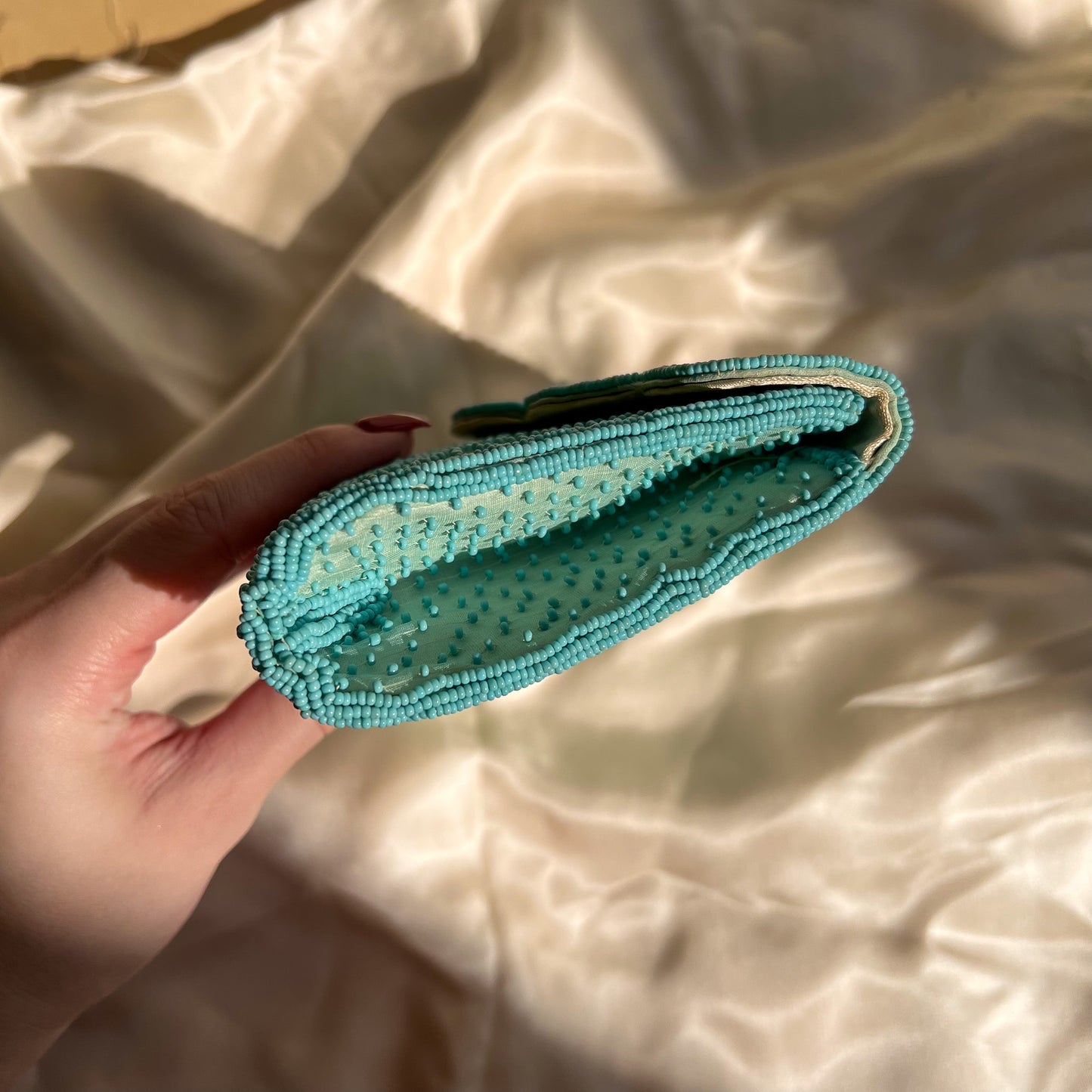 Charming 1960s Soft Blue Beaded Clutch