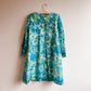 1960s Blue Floral Long Sleeve Baby Doll Dress (M/L)