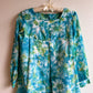 1960s Blue Floral Long Sleeve Baby Doll Dress (M/L)