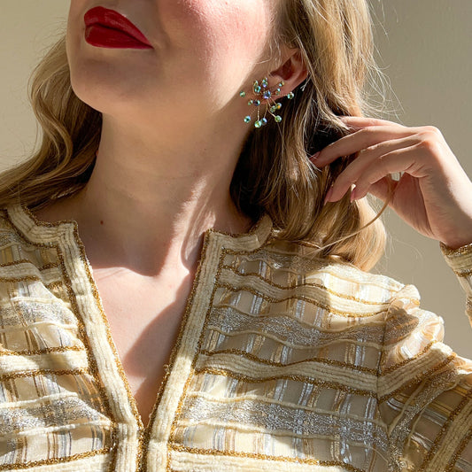 1960s Iridescent Blue Galaxy Earrings