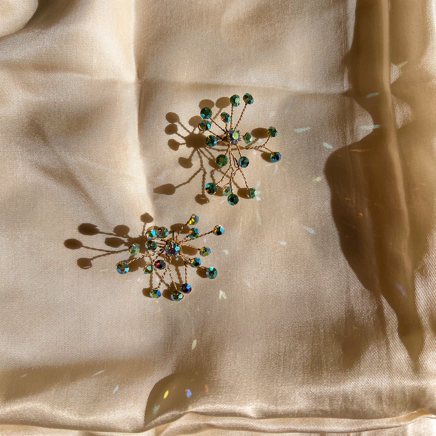 1960s Iridescent Blue Galaxy Earrings