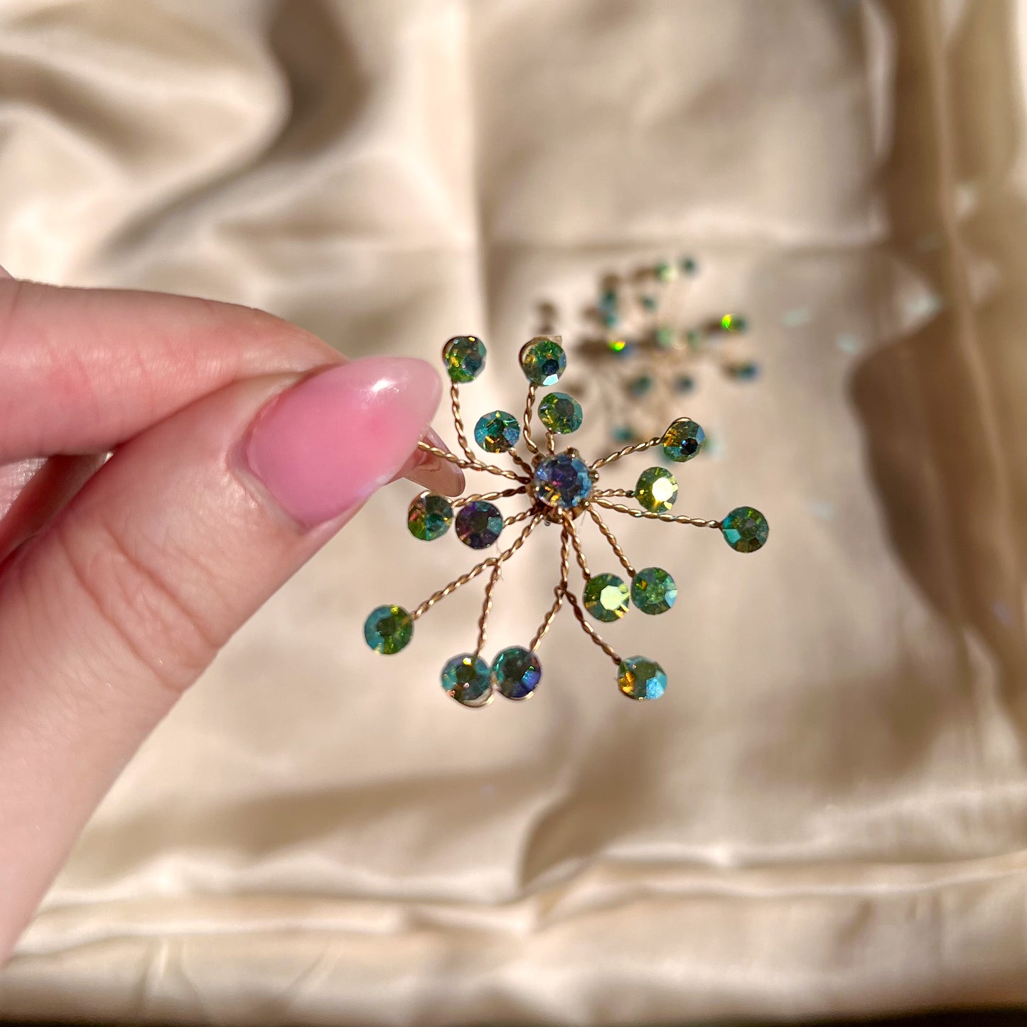 1960s Iridescent Blue Galaxy Earrings