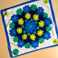 1960s Blue and Green Daisy Print Scarf
