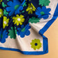 1960s Blue and Green Daisy Print Scarf