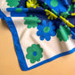 1960s Blue and Green Daisy Print Scarf