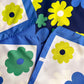 1960s Blue and Green Daisy Print Scarf