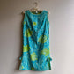 1960s Pale Blue and Green Tropical Print Summer Dress (S)