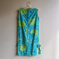 1960s Pale Blue and Green Tropical Print Summer Dress (S)