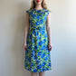 1960s Blue Roses Silk Sheath Dress (S)