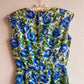 1960s Blue Roses Silk Sheath Dress (S)