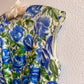 1960s Blue Roses Silk Sheath Dress (S)