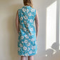 1960s Blue and White Floral Print Button Dress (M/L)