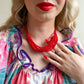 1960s Bright Red Beads on Beads Necklace