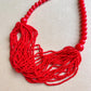 1960s Bright Red Beads on Beads Necklace