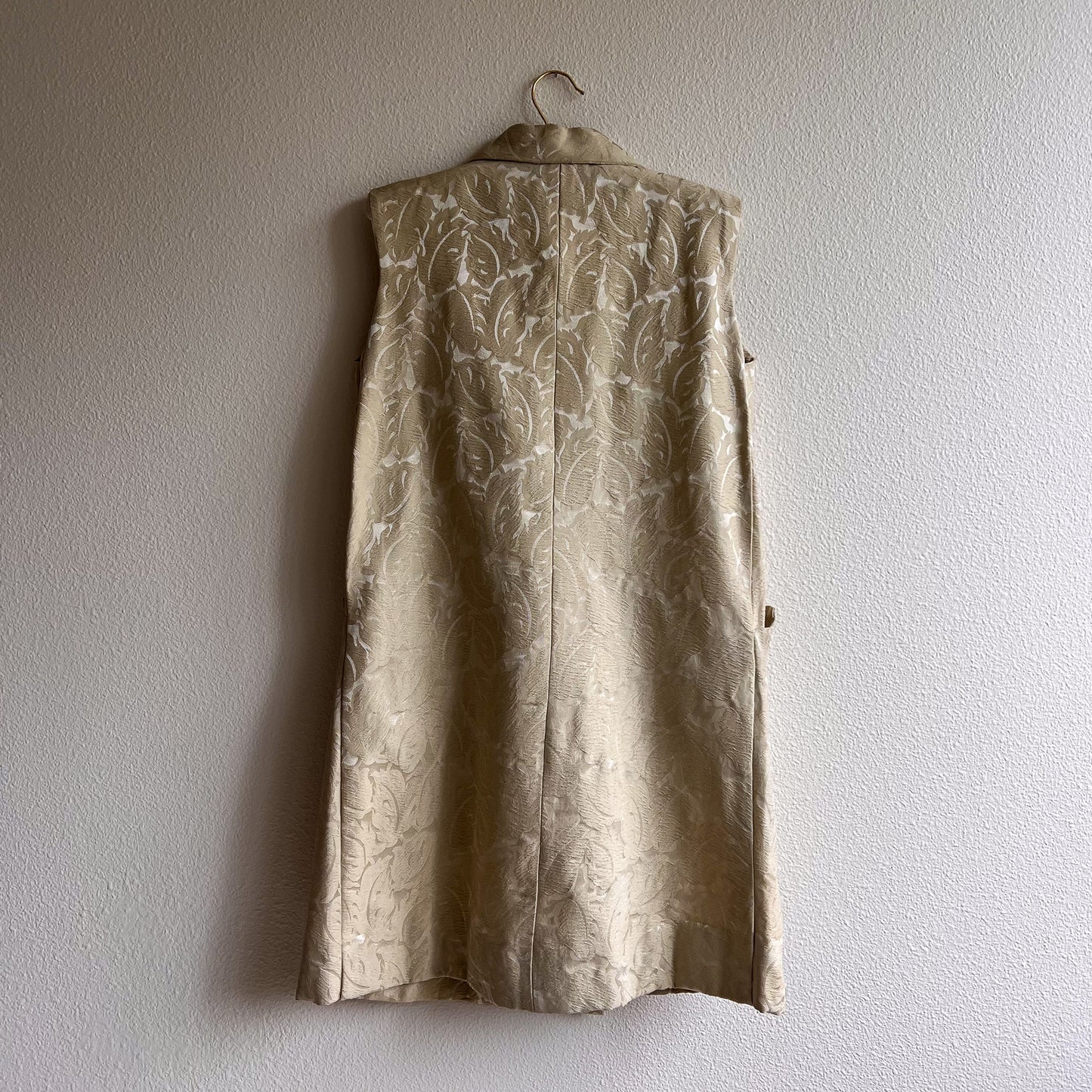 1960s Soft Green Brocade Double-Breasted Dress (M)