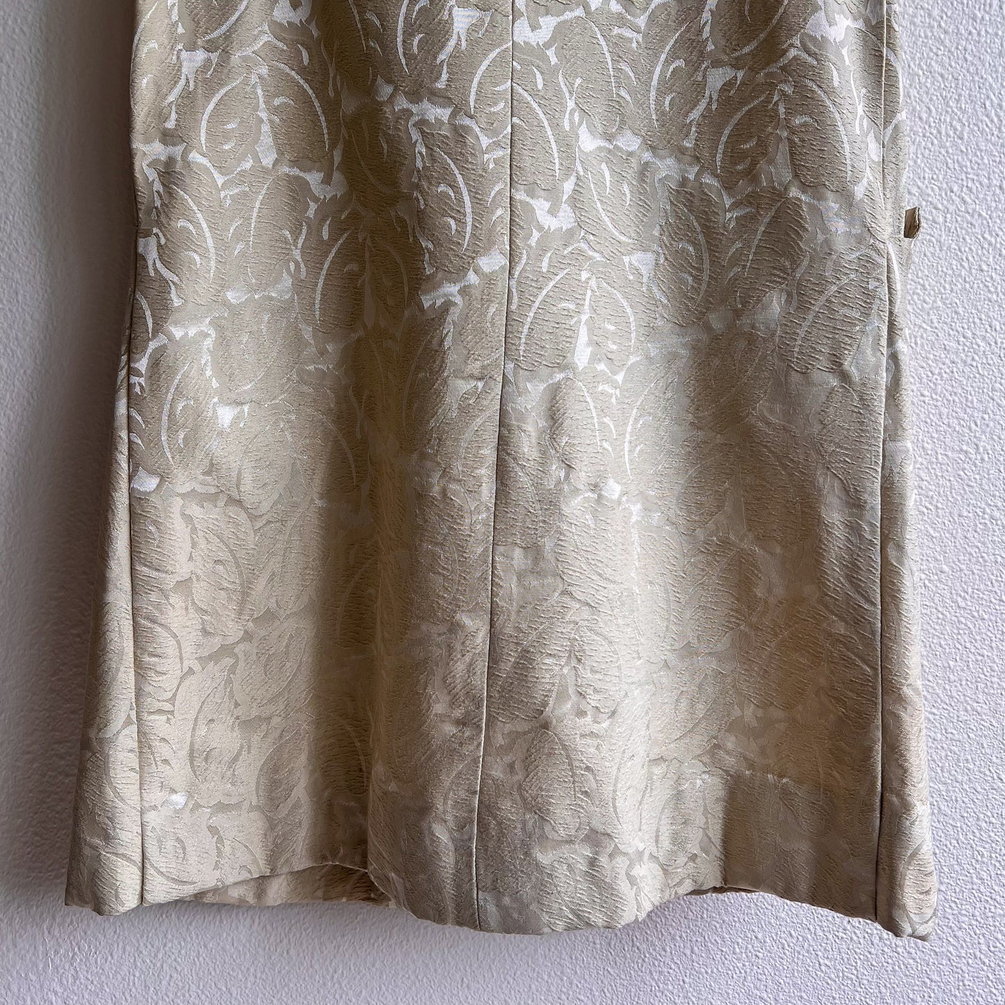 1960s Soft Green Brocade Double-Breasted Dress (M)