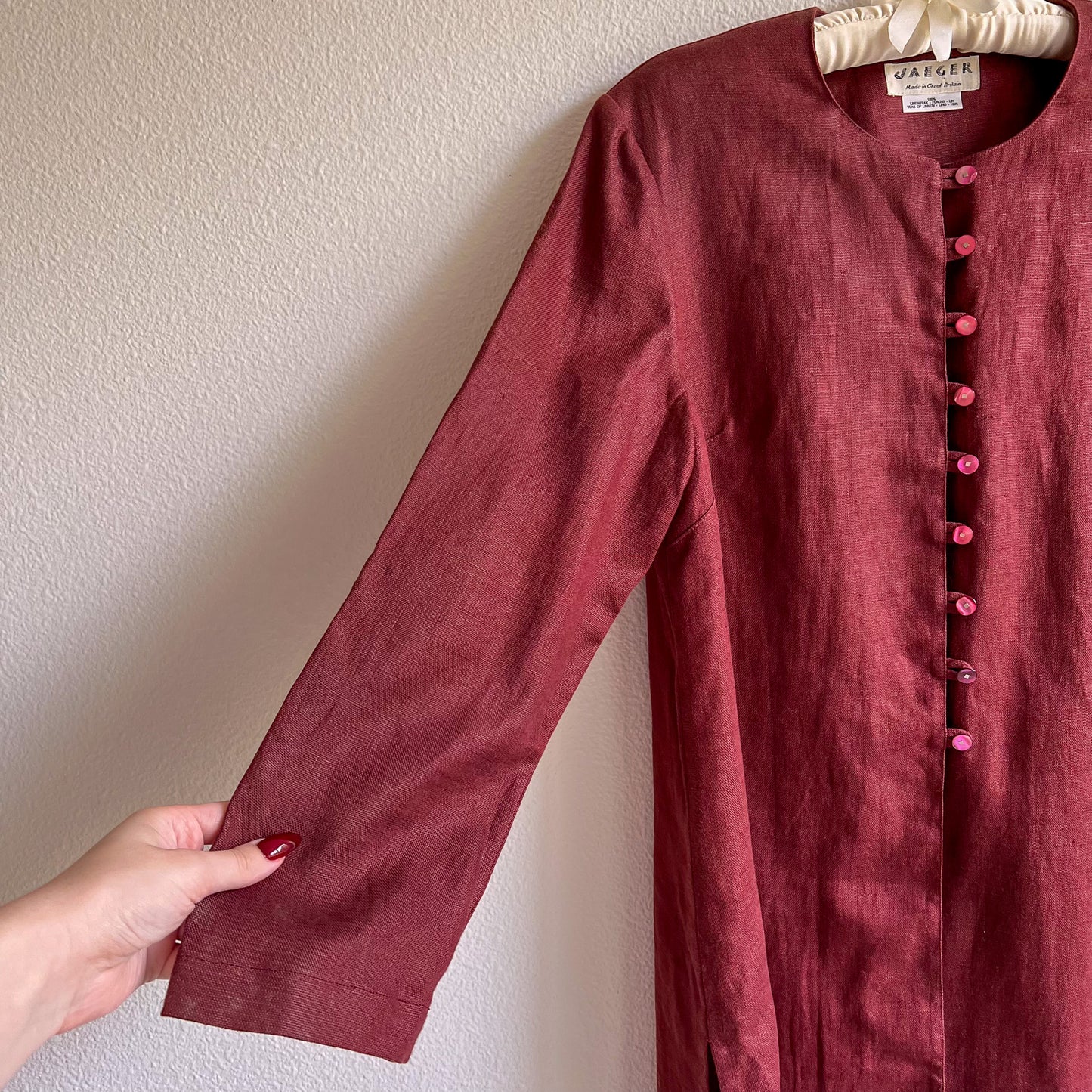 1960s Chocolate Brown Buttoned Linen Tunic (L/XL)