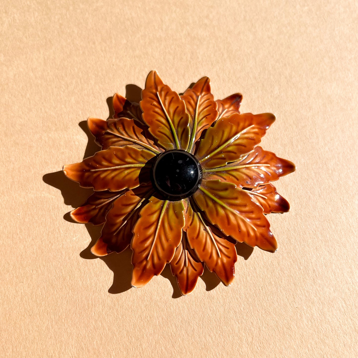 1960s Retro Brown Flower With Black Center