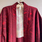 1960s Burgundy and Red Floral Silk Kimono (M/L)