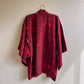 1960s Burgundy and Red Floral Silk Kimono (M/L)