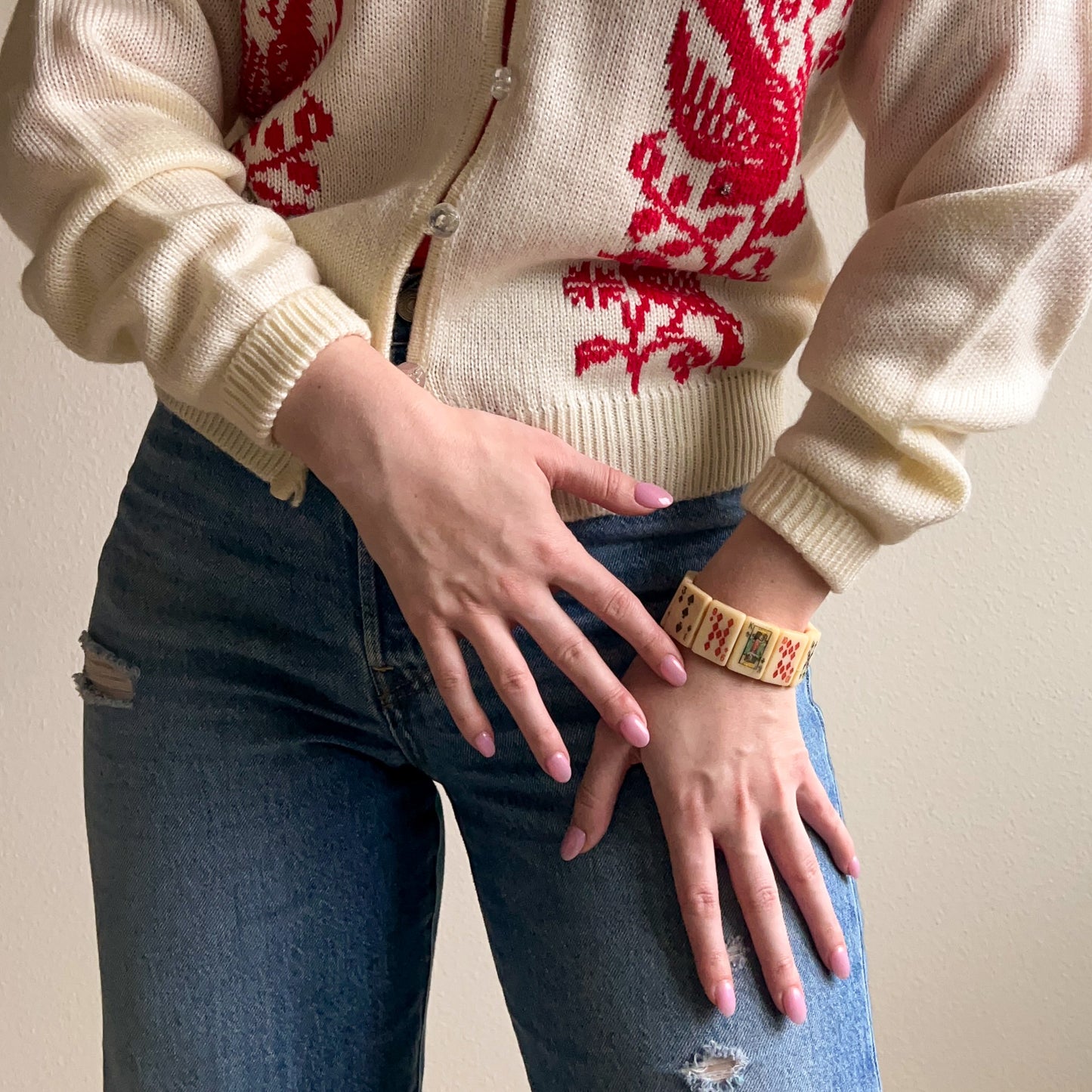 1960s Lucky Cards Ivory Bracelet