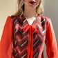 1960s Chevron Party Dress With Sheer Sleeves (M)