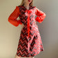 1960s Chevron Party Dress With Sheer Sleeves (M)