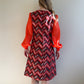 1960s Chevron Party Dress With Sheer Sleeves (M)