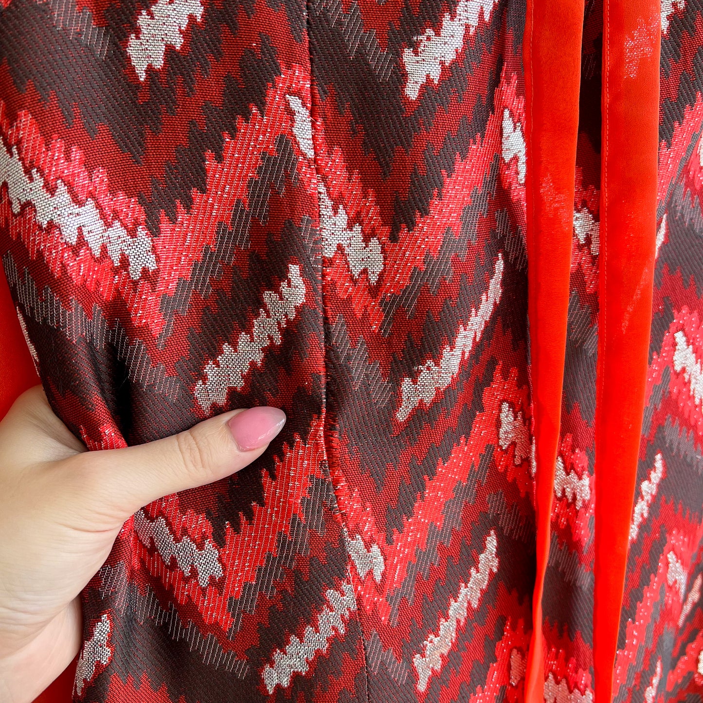 1960s Chevron Party Dress With Sheer Sleeves (M)