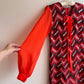 1960s Chevron Party Dress With Sheer Sleeves (M)