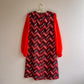 1960s Chevron Party Dress With Sheer Sleeves (M)