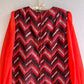 1960s Chevron Party Dress With Sheer Sleeves (M)