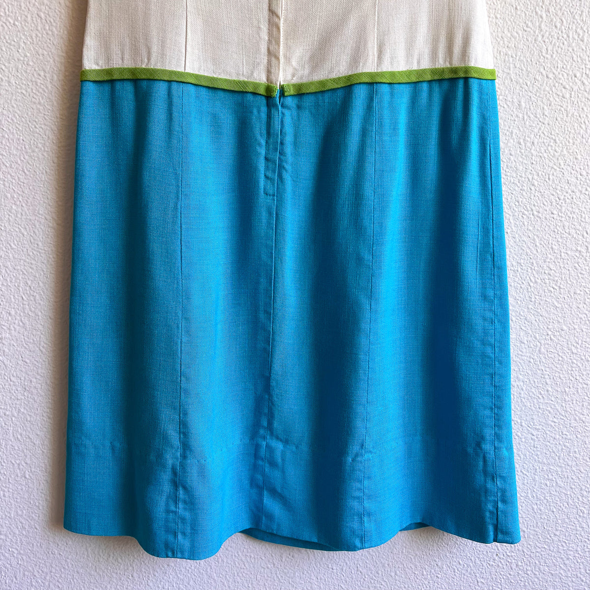 1960s Mod Dress With White, Green, and Blue Colorblock (S)
