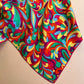 Vibrant 1960s Colorful Psychedelic Print Silk Scarf