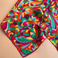 Vibrant 1960s Colorful Psychedelic Print Silk Scarf