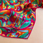 Vibrant 1960s Colorful Psychedelic Print Silk Scarf