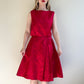 1960s Cranberry Red Silk Party Dress (M)